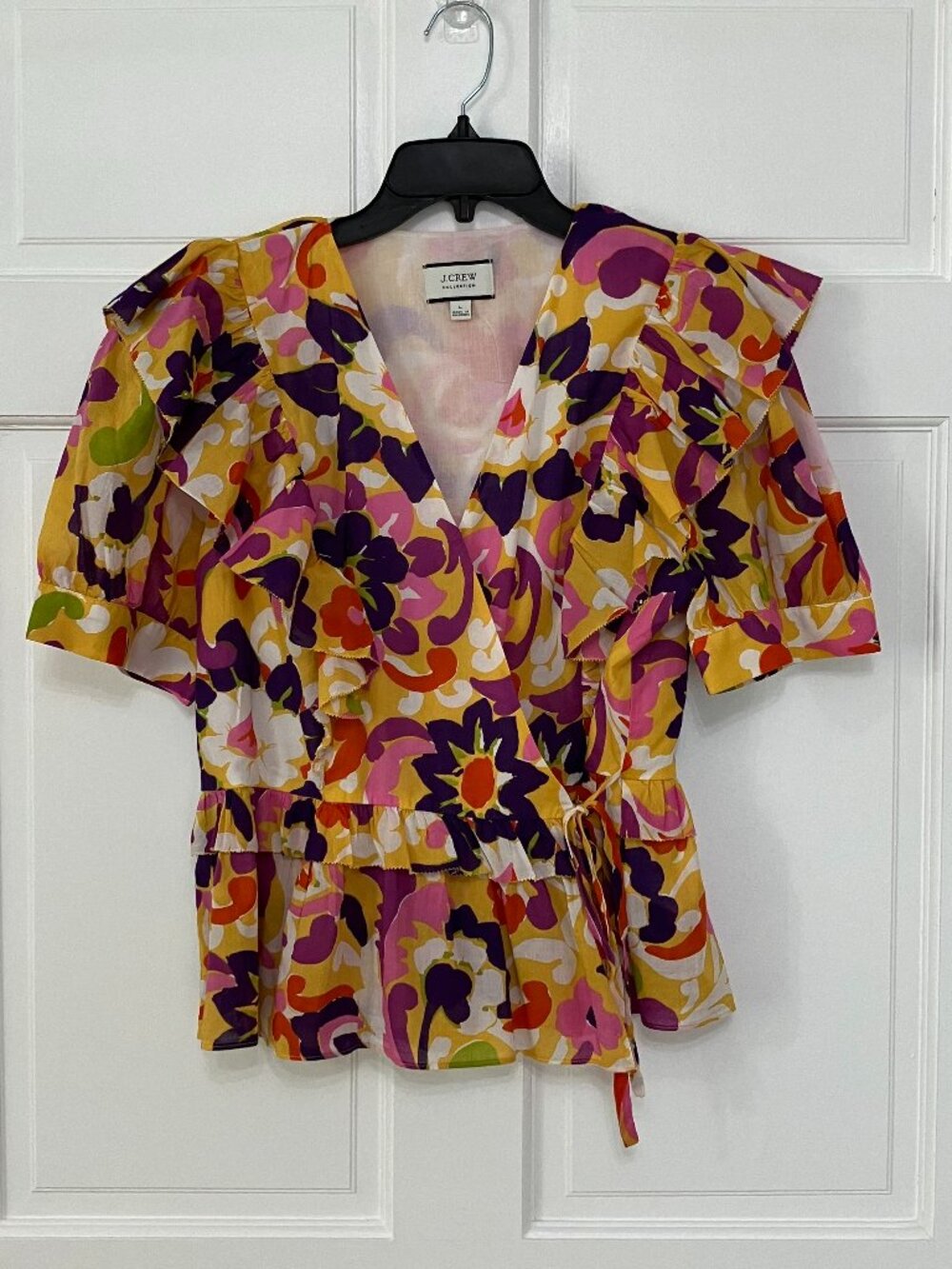 J. Crew Collection Ruffle Wrap Top Size Large